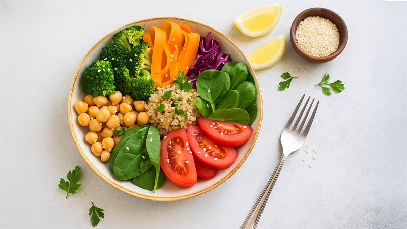 Colorful wholesome meal bowl